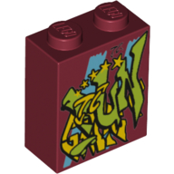 Visuel indicatif Rebrickable de Brique 1 x 2 x 2 avec motif imprimé Graffiti Tag (Brick 1 x 2 x 2 with Graffiti Tag Print)