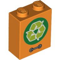 Visuel indicatif Rebrickable de Brique 1 x 2 x 2 avec logo de recyclage imprimé (Brick 1 x 2 x 2 with Recycle Logo Print)