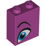 Visuel indicatif Rebrickable de Brique 1 x 2 x 2 avec œil bleu, sourcil droit motif imprimé (Brick 1 x 2 x 2 with Blue Eye, Eyebrow Right Print)