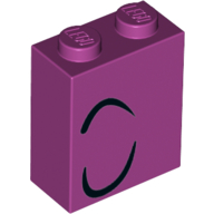 Visuel indicatif Rebrickable de Brique 1 x 2 x 2 avec œil droit fermé, 2 lignes noires courbées motif imprimé (Brick 1 x 2 x 2 with Closed Eye Right, 2 Curled Black Lines Print)