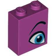 Visuel indicatif Rebrickable de Brique 1 x 2 x 2 avec œil bleu, sourcil gauche imprimé (Brick 1 x 2 x 2 with Blue Eye, Eyebrow Left Print)