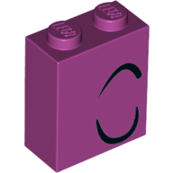 Visuel indicatif Rebrickable de Brique 1 x 2 x 2 avec œil gauche fermé, motif imprimé 2 lignes noires courbées (Brick 1 x 2 x 2 with Closed Eye Left, 2 Curled Black Lines Print)