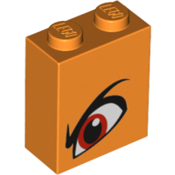 Visuel indicatif Rebrickable de Brique 1 x 2 x 2 avec œil rouge en colère - motif imprimé à droite (Brick 1 x 2 x 2 with Angry Red Eye - Right Print)