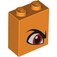 Visuel indicatif Rebrickable de Brique 1 x 2 x 2 avec œil rouge en colère - motif imprimé à gauche (Brick 1 x 2 x 2 with Angry Red Eye - Left Print)