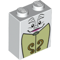 Brique 1 x 2 x 2 avec Face et Deux Portes avec Poignées Elaborées imprimé (Madame de la Grande Bouche) (Brick 1 x 2 x 2 with Face and Two Doors with Elaborate Handles Print (Madame de la Grande Bouche))