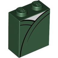 Visuel indicatif Rebrickable de Brique 1 x 2 x 2 avec chemise blanche sous motif imprimé robe Vert Foncé (Brick 1 x 2 x 2 with White Shirt under Dark Green Robe Print)