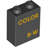 Visuel indicatif Rebrickable de Brique 1 x 2 x 2 avec motif imprimé orange vif 'COLOR B-W' (Brick 1 x 2 x 2 with Bright Orange 'COLOR B-W' Print)