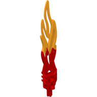 Visuel indicatif Rebrickable de Grande épée d'arme de figurine, flamme de toa 2 x 12 avec deux trous, motif jaune marbré (Large Figure Weapon Sword, Toa Flame 2 x 12 with Two Holes, Marbled Yellow Pattern)