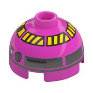 Visuel indicatif Rebrickable de Brique ronde 2 x 2 dessus de dôme, tenon ventilé avec des rayures rouges et noires astromécano droïde motif imprimé (qt-kt) (Brick Round 2 x 2 Dome Top, Vented Stud with Red and Black Hazard Stripes Astromech Droid Print (QT-KT))