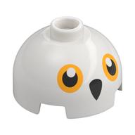 Visuel indicatif Rebrickable de Brique ronde 2 x 2 dessus de dôme, tenon ventilé avec yeux orange clair vif, motif imprimé bec noir (Hedwige) (Brick Round 2 x 2 Dome Top, Vented Stud with Bright Light Orange Eyes, Black Beak Print (Hedwig))
