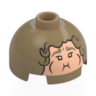 Brique ronde 2 x 2 dessus de dôme avec la lumière nougat gonflé visage motif imprimé (Brick Round 2 x 2 Dome Top with Light Nougat Bloated Face Print)