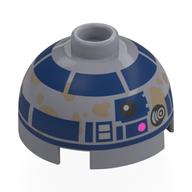 Brique ronde 2 x 2 dessus de dôme, astromécano bleu foncé avec des taches de saleté (R2-D2) imprimé (Brick Round 2 x 2 Dome Top, Dark Blue Astromech with Dirt Stains (R2-D2) Print)