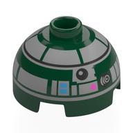 Brique ronde 2 x 2 dessus de dôme, tenon ventilé avec motif imprimé astromécano droïde gris clair bleuâtre (Brick Round 2 x 2 Dome Top, Vented Stud with Light Bluish Grey Astromech Droid Print)