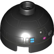 Brique ronde 2 x 2 dessus de dôme, tenon ventilé avec motif imprimé droïde astromécano (r2-e6) (Brick Round 2 x 2 Dome Top, Vented Stud with Astromech Droid Print (R2-E6))