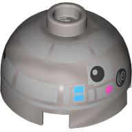 Brique ronde 2 x 2 dessus de dôme, tenon ventilé avec des carrés astromécano droïde foncé motif imprimé (r2-bhd) (Brick Round 2 x 2 Dome Top, Vented Stud with Dark Azure Squares Astromech Droid Print (R2-BHD))