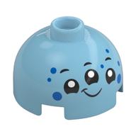 Brique ronde 2 x 2 dessus de dôme, tenon ventilé avec alien 3 yeux, motif imprimé de points bleus (Brick Round 2 x 2 Dome Top, Vented Stud with 3-Eyed Alien, Blue Dots Print)