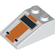 Visuel indicatif Rebrickable de Brique inclinée 33° 3 x 2 avec motif imprimé nez évent orange snowspeeder (Brick Sloped 33° 3 x 2 with Orange Snowspeeder Nose Vent Print)