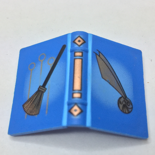 Visuel indicatif Rebrickable de Livre 2 x 3 avec le balai de quidditch et le motif imprimé de mouchoir d'or (Book 2 x 3 with Quidditch Broom and Golden Snitch Print)