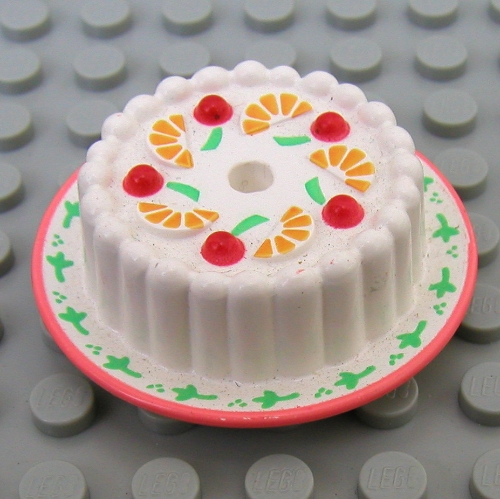 Visuel indicatif Rebrickable de Scala, Nourriture, Gâteau aux cerises rouges et aux oranges (Scala, Food, Cake with Red Cherries and Oranges Print)