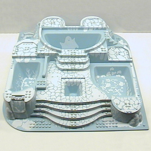 Visuel indicatif Rebrickable de Plaque de base Élevé 48 x 48 avec Escaliers et fosses avec motif imprimé Arctique (Baseplate Raised 48 x 48 with Staircases and Pits with Arctic Print)