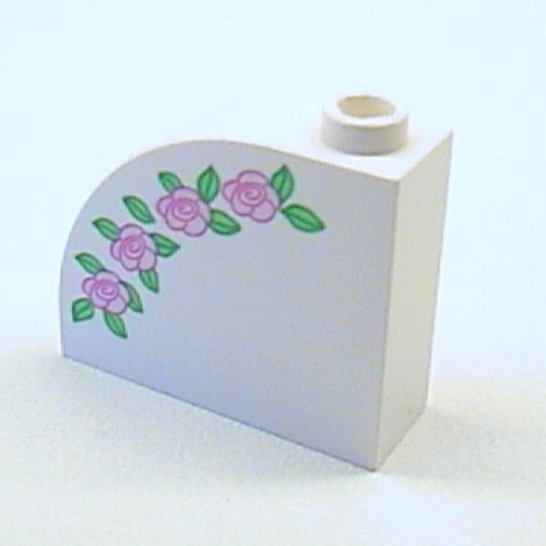 Visuel indicatif Rebrickable de Brique courbée 1 x 3 x 2 avec motif imprimé Rose (Brick Curved 1 x 3 x 2 with Rose Print)