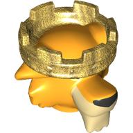 Tête de minifigurine Lion spécial avec motif imprimé Couronne d'or (Prince John) (Minifig Head Special Lion with Golden Crown Print (Prince John))