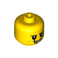 Tête de minifigurine Bébé / Enfant en bas âge avec des taches de rousseur, sourire en colère avec motif imprimé de dents manquantes (Minifig Head Baby / Toddler with Freckles, Angry Smile with Missing Tooth Print)