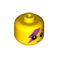 Tête de minifigurine Bébé / Enfant en bas âge avec sourire et lumière rose foncé sur l'œil droit (Minifig Head Baby / Toddler with Smile and Dark Pink Lightning on Right Eye)