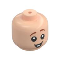 Tête de minifigurine bébé / bambin avec des sourcils orange foncé, dents dénudées motif imprimé (Minifig Head Baby / Toddler with Dark Orange Eyebrows, Bucked Teeth Print)