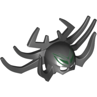 Masque Coiffe avec 10 cornes et motif imprimé avant-garde vert foncé (Hela) (Mask Headdress with 10 Horns and Dark Green Forehead Print (Hela))