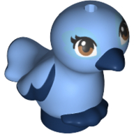 Visuel indicatif Rebrickable de Animal, Oiseau, Pieds liés, Bec bleu foncé, Corps bleu moyen, Marron Yeux imprimé (Animal, Bird, Feet Joined, Dark Blue Beak, Medium Blue Body, Brown Eyes Print)