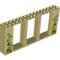 Visuel indicatif Rebrickable de Cadre 2 x 16 x 6 avec boutons avec motif imprimé plantes / veines (Frame 2 x 16 x 6 with Knobs with Plants/Veins Print)