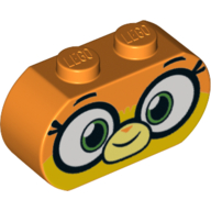 Brique courbée 3 x 1 rond extrémités avec de grands yeux, bouche motif imprimé (Dr Fox) (Brick Curved 3 x 1 Round Ends with Large Eyes, Mouth Print (Dr Fox))