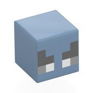 Tête de minifigurine Modèle spécial, petit cube (bébé), noir, gris bleuté foncé et blanc (Minifig Head Special, Small Cube (Baby), Black, Dark Bluish Gray, and White Eyes Print)