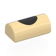Visuel indicatif Rebrickable de Brique courbée 1 x 2 x 2/3 double sommet courbé, sans tenons avec motif imprimé cercle noir (Brick Curved 1 x 2 x 2/3 Double Curved Top, No Studs with Black Circle Print)