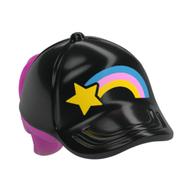 Cheveux et chapeau / casquette, queue de cheval motif rose foncé et étoile, motif imprimé arc-en-ciel (Hair and Hat / Cap, Ponytail Dark Pink Pattern and Star, Rainbow Print)