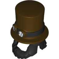 Cheveux et chapeau, Barbe avec bande avec lunettes, motif imprimé brun foncé (Hair and Hat, Beard with Band with Goggles, Dark Brown Print)