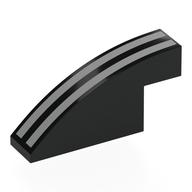 Visuel indicatif Rebrickable de Brique incurvée 1 x 4 x 1 2/3 sans tenons avec motif imprimé de rayures argentées (Brick Curved 1 x 4 x 1 2/3 No Studs with Silver Stripes Print)