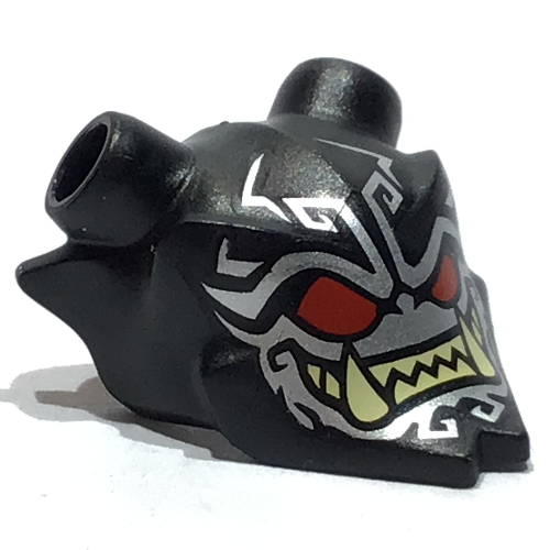 Couvre-chefs Masque Ninjago Oni avec yeux rouges, motif imprimé beige Dents (Headwear Accessory Mask Ninjago Oni with Red Eyes, Tan Teeth Print)