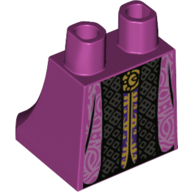 Bassin et jambes sous robe avec bord noir, violet foncé et or sous robe motif imprimé (Hips and Legs Under Dress/Robe with Black Trim, Dark Purple and Gold Under Robe Print)