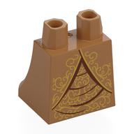 Bassin et jambes sous robe/robe avec décorations en or, bord rouge foncé, motif imprimé plis (Hips and Legs Under Dress/Robe with Gold Decorations, Dark Red Trim, Creases Print)