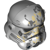 Casque Stormtrooper avant surélevé [type 2], avec beige et taches de saleté gris bleuâtre foncé motif imprimé (Helmet Stormtrooper Raised Forehead [Type 2], with Tan and Dark Bluish Gray Dirt Stains Print)