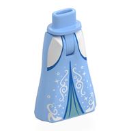 Visuel indicatif Rebrickable de Mini-poupée bassin et jupe pleine longueur avec côtés blancs, décorations, garniture bleue, Turquoise foncée sous le motif imprimé robe (Minidoll Hips and Full Length Skirt with White Sides, Decorations, Blue Trim, Dark Turquoise Under Dress Print)