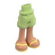 Bassin mini-poupée et court avec jambes nougat, sandales jaune clair lumineux motif imprimé (Minidoll Hips and Shorts with Nougat Legs, Bright Light Yellow Sandals Print)