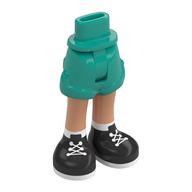 Visuel indicatif Rebrickable de Mini poupée bassin et court avec jambes de nougat, bottes noires, lacets blanches, semelles motif imprimé (Minidoll Hips and Shorts with Nougat Legs, Black Boots, White Laces, Soles Print)