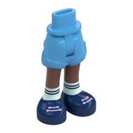 Visuel indicatif Rebrickable de Bassin mini-poupée et court avec jambes marron moyen, chaussettes blanches, chaussures bleu foncé motif imprimé (Minidoll Hips and Shorts with Medium Brown Legs, White Socks, Dark Blue Shoes Print)
