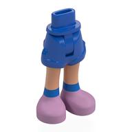 Visuel indicatif Rebrickable de Mini poupée bassin et court avec jambes de nougat, chaussettes bleues, chaussures de lavande motif imprimé (Minidoll Hips and Shorts with Nougat Legs, Blue Socks, Lavender Shoes Print)