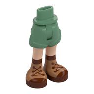 Mini poupée bassin et court avec jambes de nougat clair, brun rougeâtre/nougat moyen bottes motif imprimé [charnière mince] (Minidoll Hips and Shorts with Light Nougat Legs, Reddish Brown/Medium Nougat Boots Print [Thin Hinge])