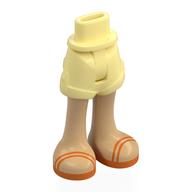 Bassin mini-poupée et court aux jambes chaudes beige, sandales orange motif imprimé (Minidoll Hips and Shorts with Warm Tan Legs, Orange Sandals Print)