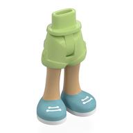 Visuel indicatif Rebrickable de Bassin mini-poupée et court avec des jambes chaudes beige, chaussures bleu moyen, lacets blanches, semelles imprimé (Minidoll Hips and Shorts with Warm Tan Legs, Medium Blue Shoes, White Laces, Soles Print)